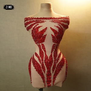 Vestido de baile latino GoGo con hombros descubiertos, entallado y con diamantes, para <span class=keywords><strong>discoteca</strong></span>, traje de trópico para mujer - Product Image 1