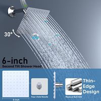 Système de douche thermostatique Homedec à 3 poignées, double pommeau de douche LED 12" et 6", jet corporel complet, bec de baignoire et douchette à main, ensemble de robinetterie chromé