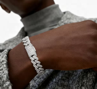 Ensemble collier et bracelet cubain pour homme de haute qualité, incrusté de zircons brillants, plaqué or 18 carats, en cuivre, style hip-hop, pour mariage et soirée, pièce maîtresse