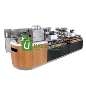 Mostrador <span class=keywords><strong>de</strong></span> trabajo <span class=keywords><strong>de</strong></span> acero inoxidable <span class=keywords><strong>de</strong></span> alta gama, cabina <span class=keywords><strong>de</strong></span> café usada, quiosco <span class=keywords><strong>de</strong></span> café duradero, vitrinas largas con estante <span class=keywords><strong>de</strong></span> dos niveles a la <span class=keywords><strong>venta</strong></span> - Product Image 2