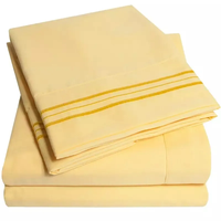 Ensemble de draps de lit 4 pièces pleine grandeur en polyester uni – Design moderne pour hôtel et maison, résistant aux plis, à la décoloration et aux taches, 200 fils au pouce carré