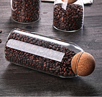 Bouteille ronde étanche en verre, contenant isolé, boîte de rangement des grains de café, pour la cuisine, grand bocaux de stockage divers, vente directe d'usine, pièces