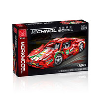 XMORK 1328 pièces 1:14 Super Voiture de Course sur Circuit Rouge, Modèle de Brique à Assembler Mécaniquement pour Passionnés