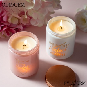 Bougie en verre à la cire de soja, faite à la main, végane, écologique, avec lumière LED intégrée, longue durée, pour la Saint-Valentin et Diwali - Product Image 3