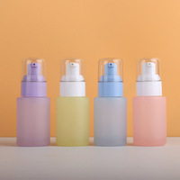 Nouvelle bouteille de fond de teint liquide en verre givré écologique, impression à chaud, sérigraphie, tête de pompe à pression de 30 ml pour les soins de la peau