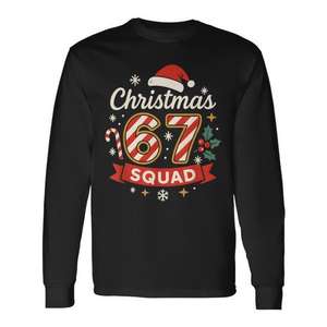 Christmas Squad 67 Camiseta navideña de manga larga con cuello redondo, unisex, para adultos, para reuniones familiares, ropa de fiesta - Product Image 1