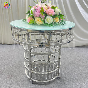 Colgante de cristal plateado redondo moderno de lujo, mesa de pastel de acero inoxidable, 75cm, modelo de marca MaiLai, ML-CT24 para eventos de fiesta de boda - Product Image 1