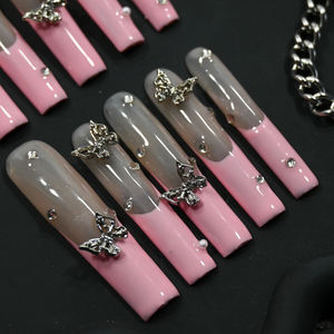 Uñas Postizas Acrílicas de Cobertura Completa, Largas, Tipo Ataúd, de Alta Calidad, Marca Privada, Uñas de Lujo Hechas a Mano - Product Image 2