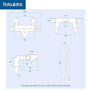Juego de grifería termostática para ducha Flola con cabezal de ducha tipo lluvia para bañera y calentador de agua solar - Product Image 3