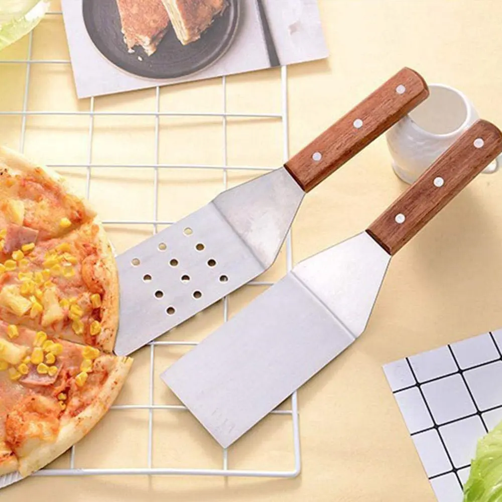 Küchen helfer Werkzeuge Holzgriff Metall Edelstahl Kochen Servieren Turner Spatel