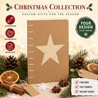 Carnet personnalisé de Noël avec reliure à spirale, motif étoile, en carton kraft A5, 80 feuilles, cadeau d'entreprise