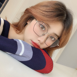 Montures de lunettes hexagonales irrégulières Me8-2381, monture complète unisexe, anti-UV et anti-lumière bleue, verres remplaçables, verres AC. - Product Image 5