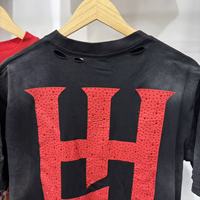 Kaos Pria Berkualitas Tinggi Desain Wash Black Hole Hot Drilling Hip Hop Vintage Streetwear LH Grosir Life Hustlers