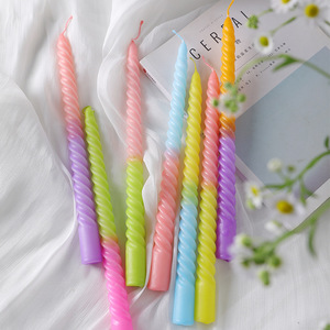 เทียนเกลียวสีไล่ระดับแบบยาวสำหรับตกแต่งโต๊ะอาหารงานเลี้ยง - Product Image 3