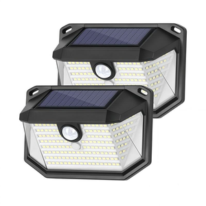 Lot de 2 lampes murales solaires à détecteur de mouvement 178 LED, 270 °   Lampe de sécurité extérieure étanche à grand angle pour jardin, garage, patio - Product Image 1