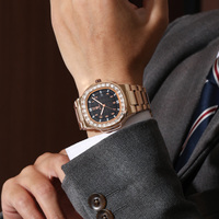 Montres pour hommes Gohuos 8812, cadran carré en diamant, design tendance, acier inoxydable, quartz, résistantes à l'eau, aiguilles lumineuses