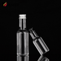 Bouteilles miniatures en PET vides de 25 ml et 50 ml pour shots d'alcool avec bouchons noirs inviolables pour champagne et boissons énergisantes, personnalisables