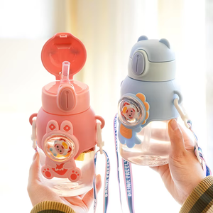 Bouteille d'eau personnalisée mignonne pour enfants, motif dessin animé Kawaii, avec paille et sangle, pour boissons froides d'été en extérieur, tasse de voyage - Product Image 6