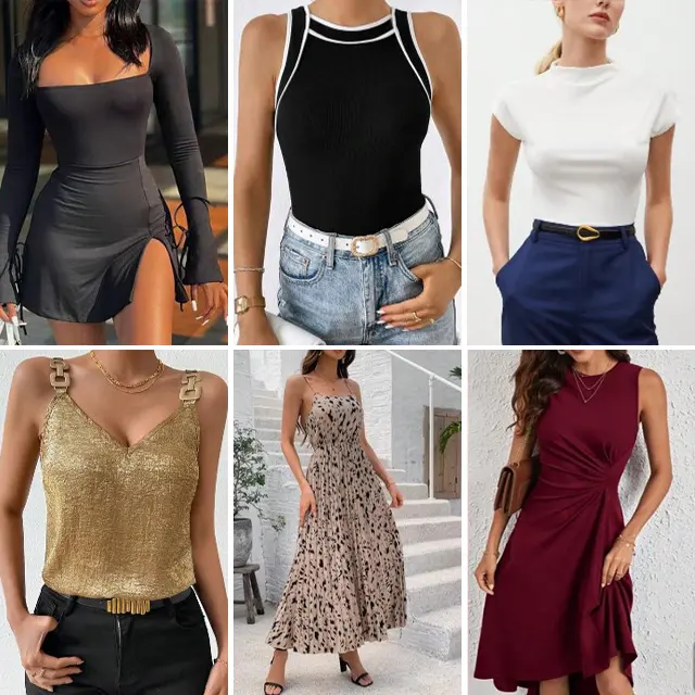 Vêtements d'inventaire pour femmes, robes décontractées, hauts, t-shirts, pantalons, divers styles mixtes et assortis, expédiés au hasard