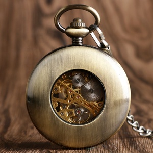 Montre <span class=keywords><strong>de</strong></span> poche mécanique à remontage manuel, design rond en bois vintage, antique - Product Image 2