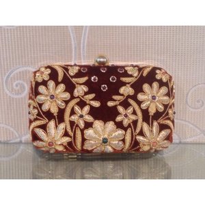 Mejor Venta de estilo de lujo señoras embrague moda-adelante Zari bordado semi-GEMA piedras perla cadena rebordear decoración cerradura - Product Image 5