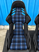 Siège baquet de course JBR-9031 personnalisé en fibre de carbone avec tissu à carreaux bleus pour modification automobile, amélioration de l'intérieur OEM