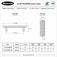 Fabriqué en usine OEM, moderne, en alliage d'aluminium nickel brossé texturé feuille, 96/128mm, pour armoire de cuisine, commode, penderie, villa, écologique