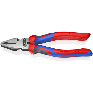 KNIPEX 02 02 180 Universal <b>pliers</b>, strong type, with comfort handles, black, atramentized, 180 mm - Product Image 1