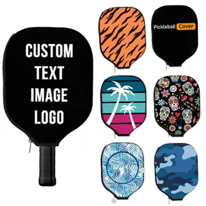 Custom Logo Kleurrijk Pickleball Cover Racket Mouw Tas Pu Lederen Neopreen Pickleball Peddelhoes Accessoires Tas