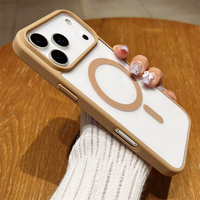 Étui de téléphone en TPU PC avec charge magnétique sans fil de luxe pour 17 Pro Max, coque rigide transparente antichoc