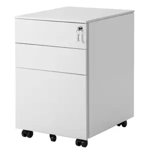 Steel 3-drawer mobile cabinet metal mobile small steel filing cabinet steel 3-drawer mobile cabinet white color