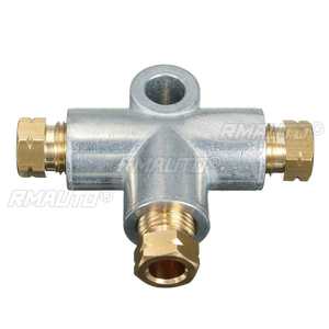 Nouveau raccord en T argenté à 3 voies pour conduite de frein avec 3 écrous mâles M10, en cuivre métrique court 3/16 10mm, pièces de rechange pour distributeur - Product Image 5