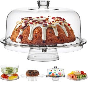 Giá đỡ bánh trong suốt đa dụng 6 trong 1 được đặt với đĩa phục vụ, bát Salad & khay trái cây cho các bữa tiệc dã ngoại - Product Image 1