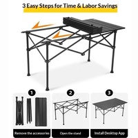 Table pliante rectangulaire en acier au carbone pour l'extérieur, camping, barbecue, usage domestique, portable, enroulable, ultra-légère, facile à transporter