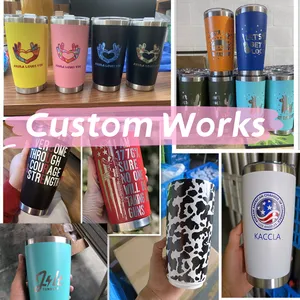 Custom Wholesale Bulk 20oz Car Insulated Tumblers Lid Powder Coated Travel Coffee Stainless Steel Tumbler Cup 20 Oz 20oz Tumbler