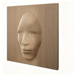 Décoration murale en bois sculpté 3D style crème M43, art mural cannelé DIY avec appliques pour fond de canapé de <span class=keywords><strong>salon</strong></span> haut de gamme - Product Image 5