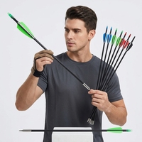 Flèches en fibre de verre personnalisées HUANTU de 7 mm avec pointe en acier et plumes en plastique, 28-32 pouces, pour la pratique du tir à l'arc recurve et composé