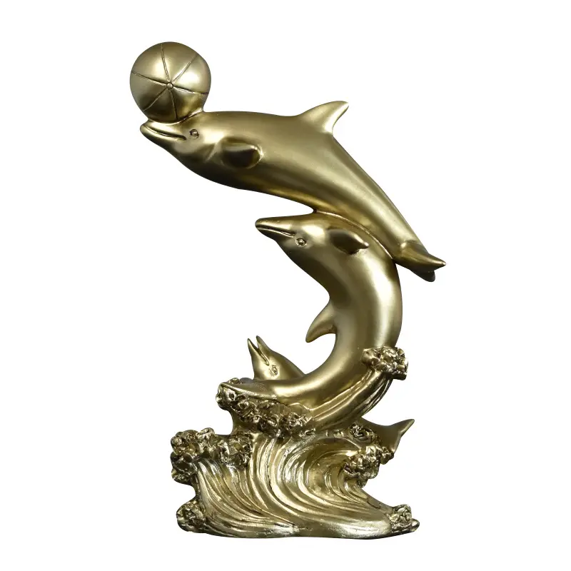 Estatua de delfín de resina personalizada, adorno de animal marino de resina, estatuilla Marina náutica del océano, regalos coleccionables, oficina en casa Gar