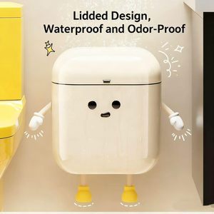 US Stock Creative Cute Hanging Dustbin Design <b>Plastic</b> <b>Kitchen</b> Trash Can with Lid Wall Mounted Waste Bin - Product Image 3