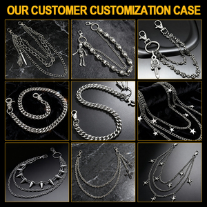 Cadena de Pantalones Gótica 3D de Alta Gama Personalizada con Araña, Cadena <span class=keywords><strong>Cubana</strong></span> Trenzada de Plata Vintage con Circones Negros para Decoración de Jeans - Product Image 4