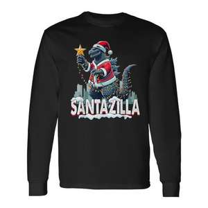 Santazilla Kaiju Christmas Dinosaur T-shirt à manches longues pour garçons - Product Image 1