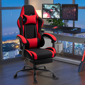 <span class=keywords><strong>Chaise</strong></span> de jeu en tissu pour accoudoir à tringlerie ergonomique en gros avec repose-pieds <span class=keywords><strong>chaise</strong></span> de jeu pivotante professionnelle rouge bon marché pour joueur - Product Image 2