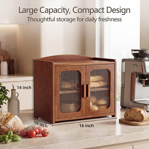 Boîte à pain en bambou avec poignée, tiroir de rangement anti-poussière, armoire de rangement multifonctionnelle pour le pain, pour la cuisine - Product Image 3