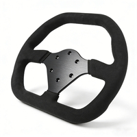 Volant de course compact en cuir suédé en forme de D de 310 mm, personnalisé en usine, pour karts et simulateurs de course