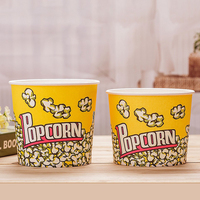 Seau à popcorn en papier jetable de qualité alimentaire, personnalisé avec logo imprimé, pour l'emballage du popcorn (vente en gros)