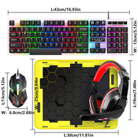 Ensemble clavier, souris, casque et tapis de souris T-WOLF TF240 pour jeux, version espagnole, filaire, en stock