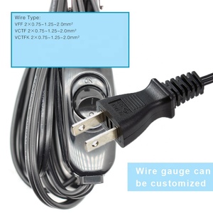 7A PSE American Standard <strong>2</strong> Core Copper PVC <strong>2</strong> Pin Online Rocker Switch Tail <strong>Process</strong> VFF <strong>2</strong>*0.75mm2 JET PC AC Power Cable - Product Image 3