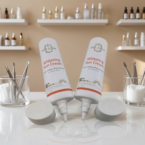 New Custom GOLD Whitening Sun Cream 50ml PP Plastic Cosmetic <b>Flat</b> Tube With <b>Screw</b> Cap Screen Printing For Cosmetic Use - Product Image 5