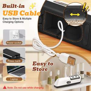 Aiguiseur de couteaux électrique professionnel pour cuisine, portable, automatique, pour couteaux de cuisine en acier inoxydable et en céramique - Product Image 5