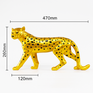 JingYue Personalisierbare 3D-gedruckte Goldene Leoparden-Dekorationsskulptur für Wohnzimmer, Hotel, Villa, Club – Handgefertigtes Kunsthandwerk aus Harz - Product Image 5